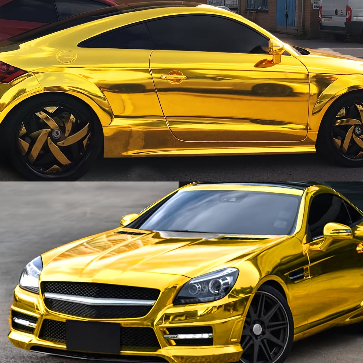 Chrome Golden Car Wrap Vinyl - 50cm X 300cm (1.64ft X 9.84ft) - High Gloss Metallic Finish, UV Resistant, Waterproof, Air Release Technology, Perfect For Vehicle Wrapping, Motorcycles, And DIY Projects