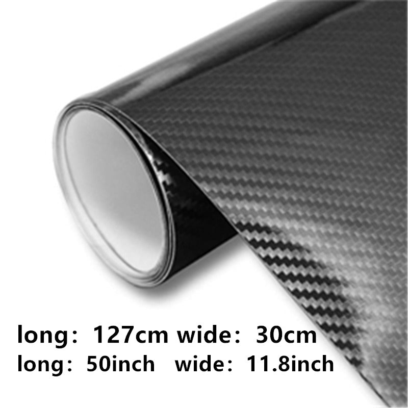 Carbon Fiber Effect DIY Car Wrap Film - Glossy Black Self-Adhesive Vinyl for Car Door Sill, Bumper, and Body Protection - Anti-Collision, Waterproof, Easy Installation, Fits Most Cars
