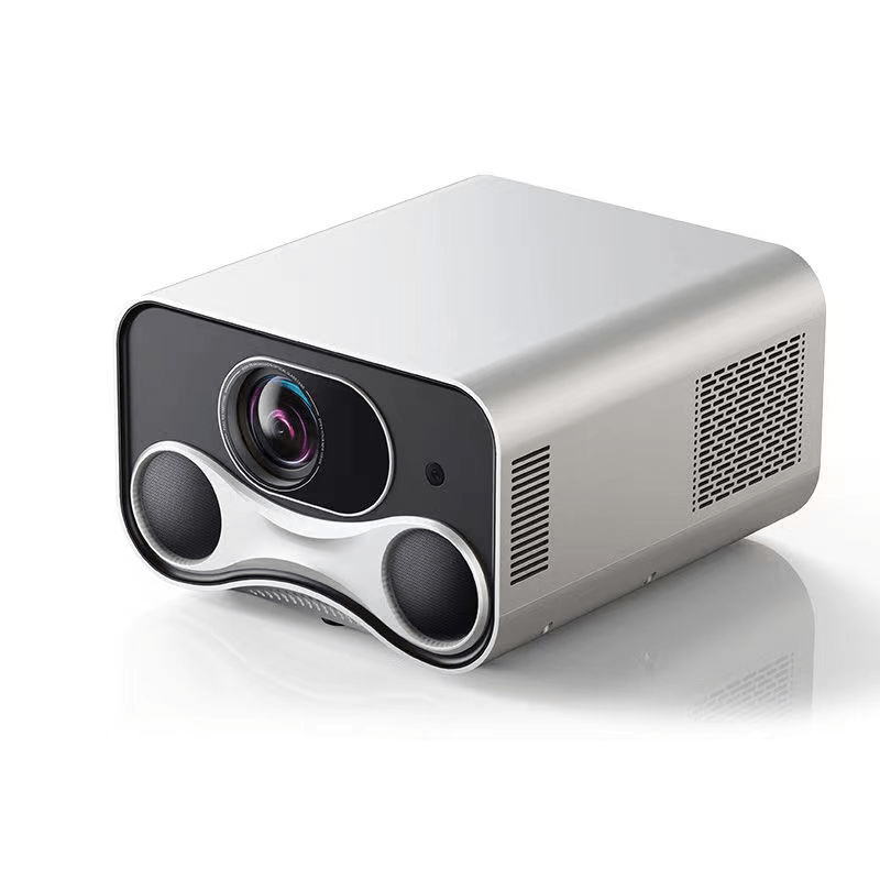 TV projector with 4K resolution, autofocus, and dual speakers. Ideal for laptops and phones