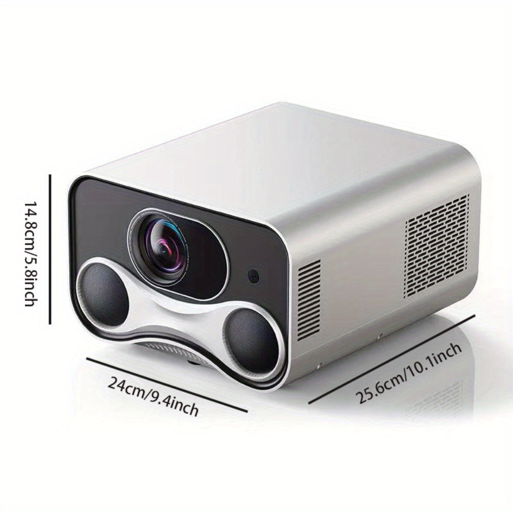 TV projector with 4K resolution, autofocus, and dual speakers. Ideal for laptops and phones