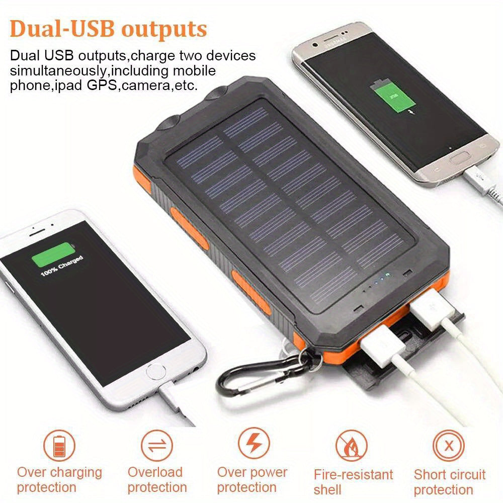 Stay charged anywhere with this super portable USB solar power bank, featuring an LED flashlight for added convenience!