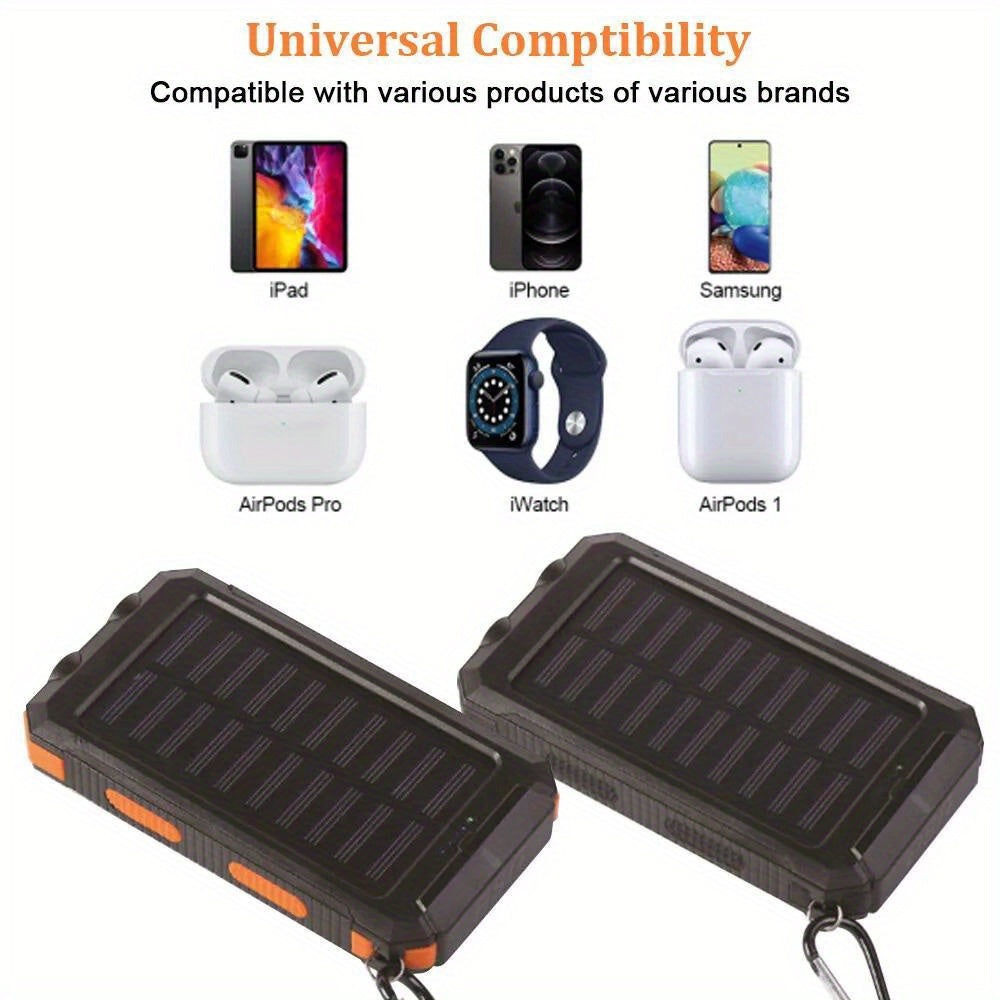 Stay charged anywhere with this super portable USB solar power bank, featuring an LED flashlight for added convenience!