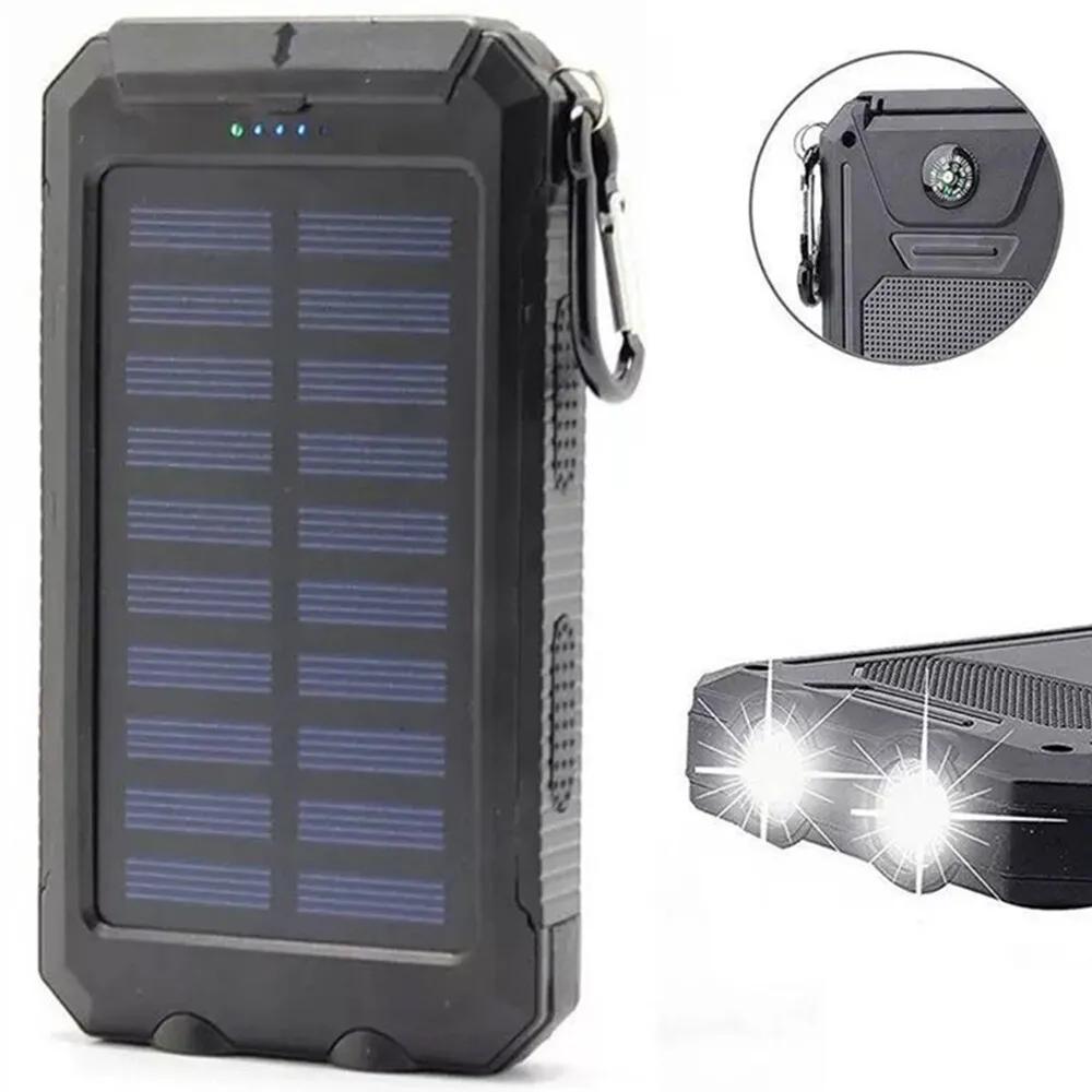 Stay charged anywhere with this super portable USB solar power bank, featuring an LED flashlight for added convenience!