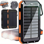 Stay charged anywhere with this super portable USB solar power bank, featuring an LED flashlight for added convenience!