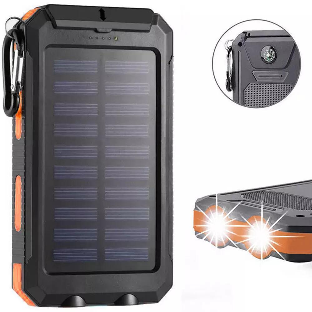 Stay charged anywhere with this super portable USB solar power bank, featuring an LED flashlight for added convenience!