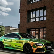 Premium PVC Car Wrap - Vibrant Green to Yellow Gradient with Rainbow Mirror Effect, Fit for All Models - High-Quality Color Changing Vinyl Film