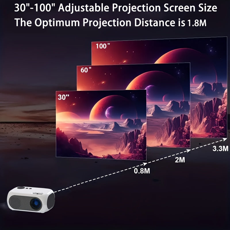 Portable HD Projector For Phone Compatible With IOS/Android/USB/ Laptop/PC/TV Stick/DVD/Game
