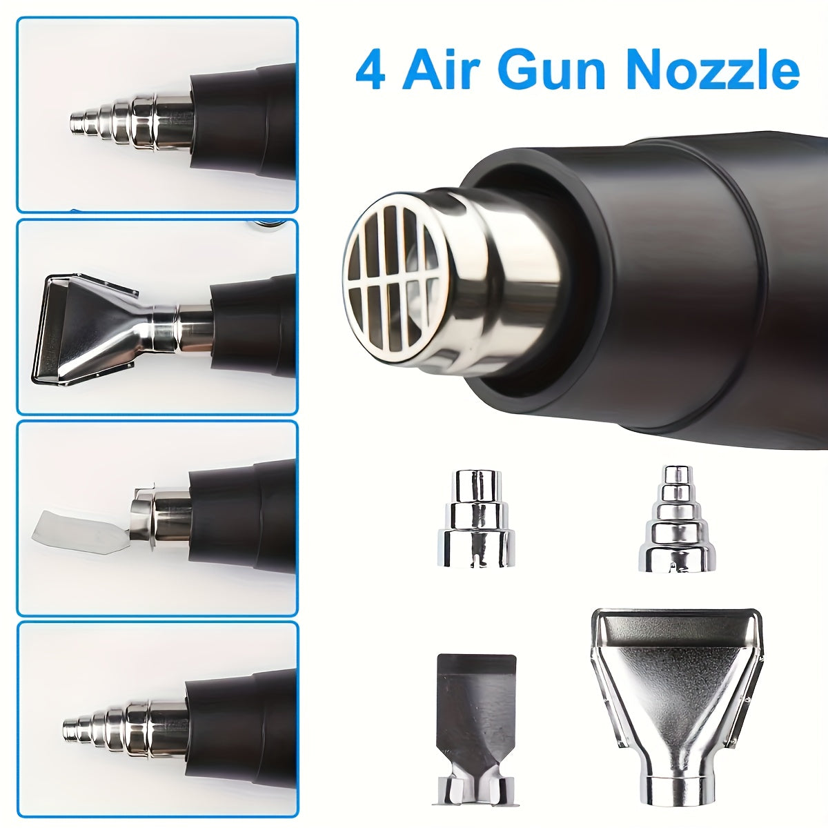 2500W Heat Gun 352°F-1202°F Variable Temperature Control Overload Protection, Hot Air Gun Variable Temperature Control Memory Function, Fast Heating Heavy Duty Hot Air Gun Kit for Car Wrap, Crafts, Shrinking Tubing, Strippi