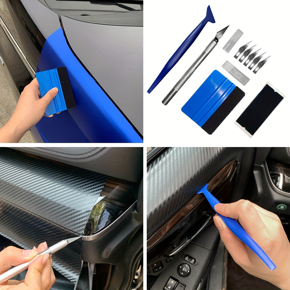 Complete Car Wrap Tool Kit with Replacement Blades - Scraper, Cutter & Bubble Removal for Vinyl Decals and Film Application