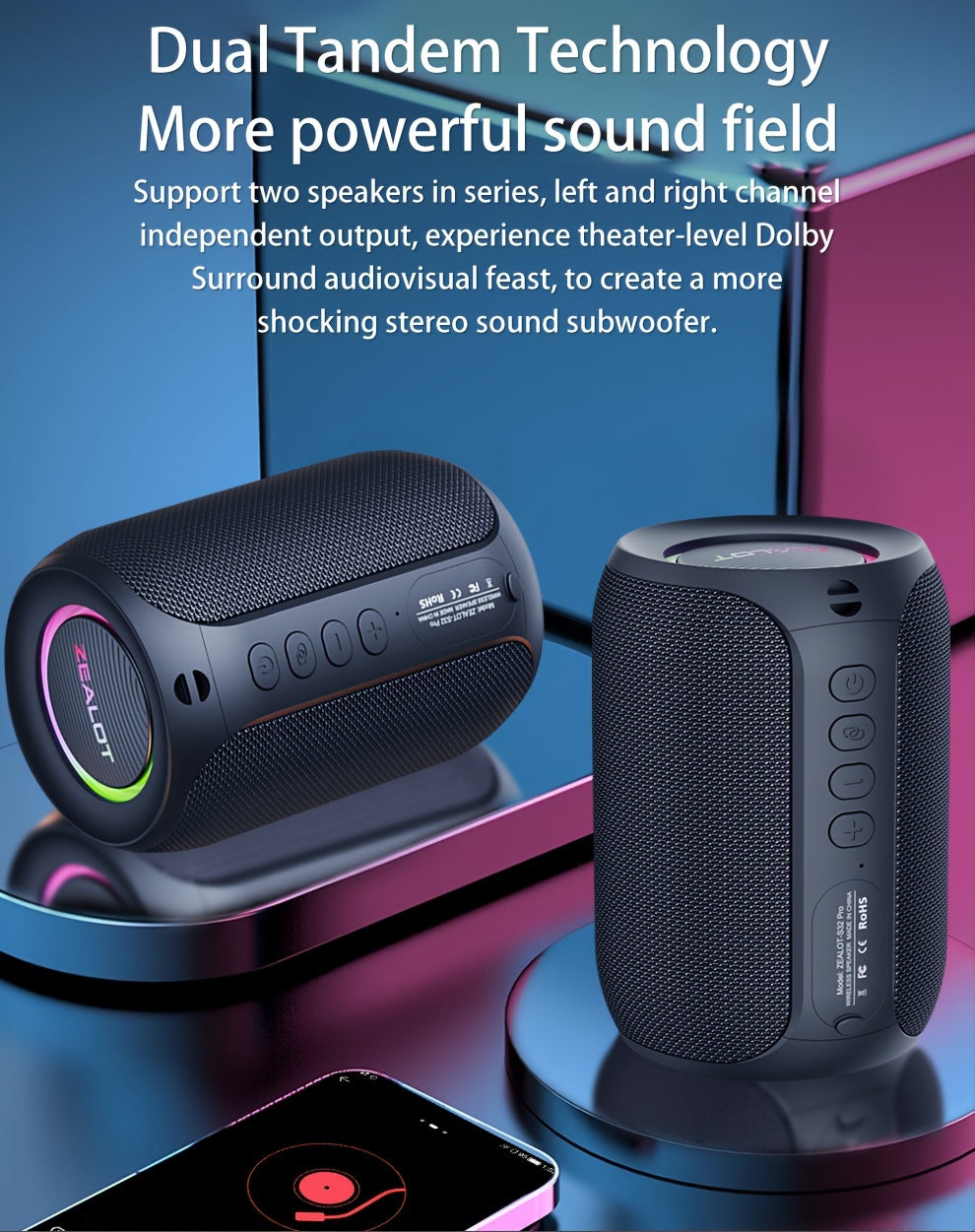 Enjoy your favorite tunes with these wireless outdoor portable subwoofer speakers, delivering rich sound and powerful bass for a great listening experience on-the-go.