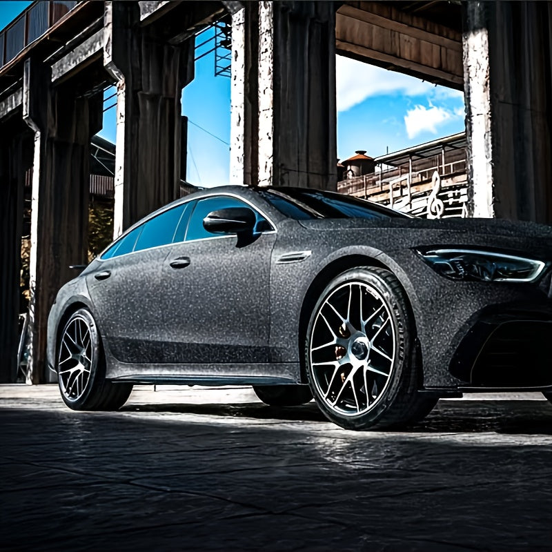 Elevate the look of your vehicle with this versatile universal fit PVC vinyl film. The diamond grain black car wrap adds a touch of style with its full body adhesive sticker, providing a sleek and modern appearance to your car.
