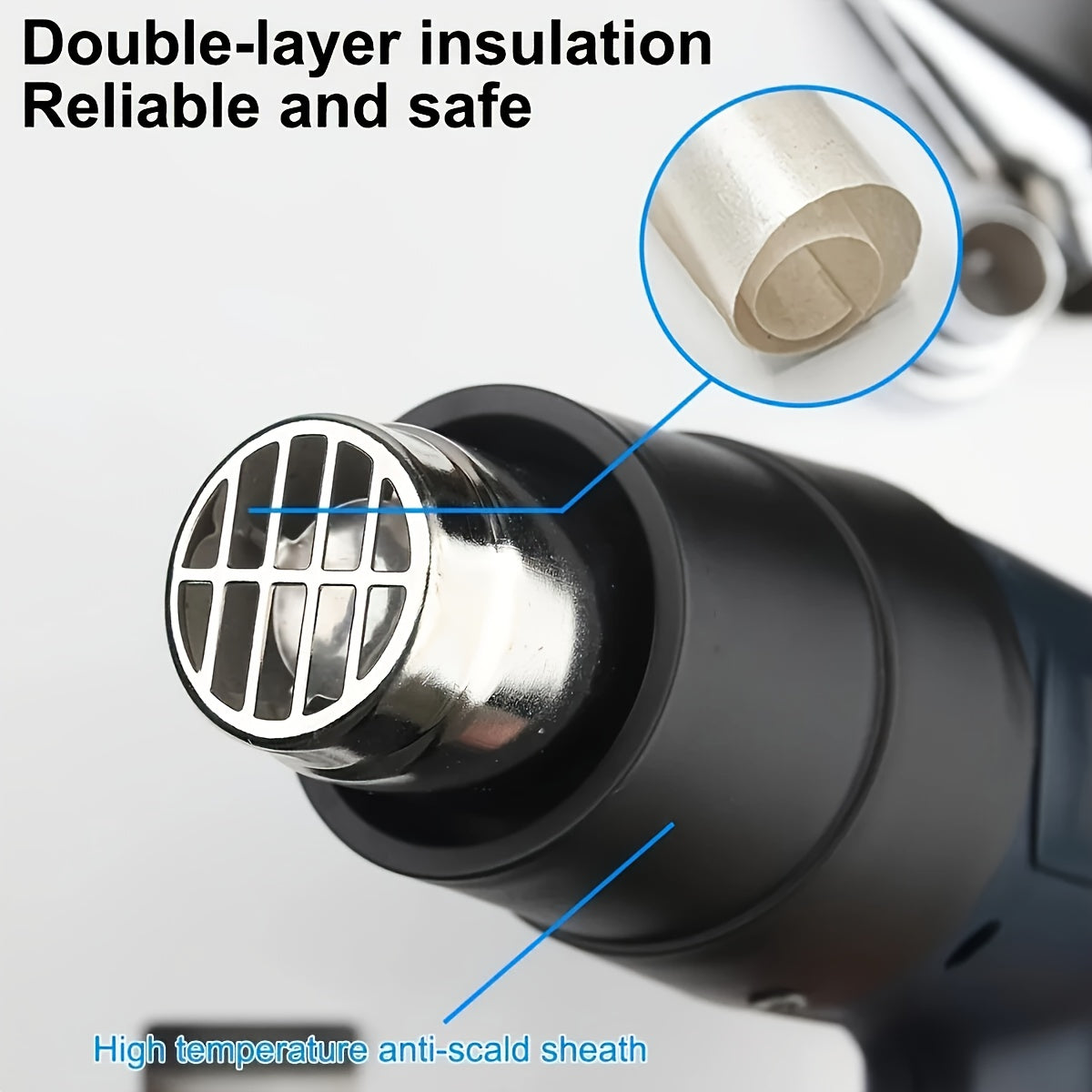 2500W Heat Gun 352°F-1202°F Variable Temperature Control Overload Protection, Hot Air Gun Variable Temperature Control Memory Function, Fast Heating Heavy Duty Hot Air Gun Kit for Car Wrap, Crafts, Shrinking Tubing, Strippi