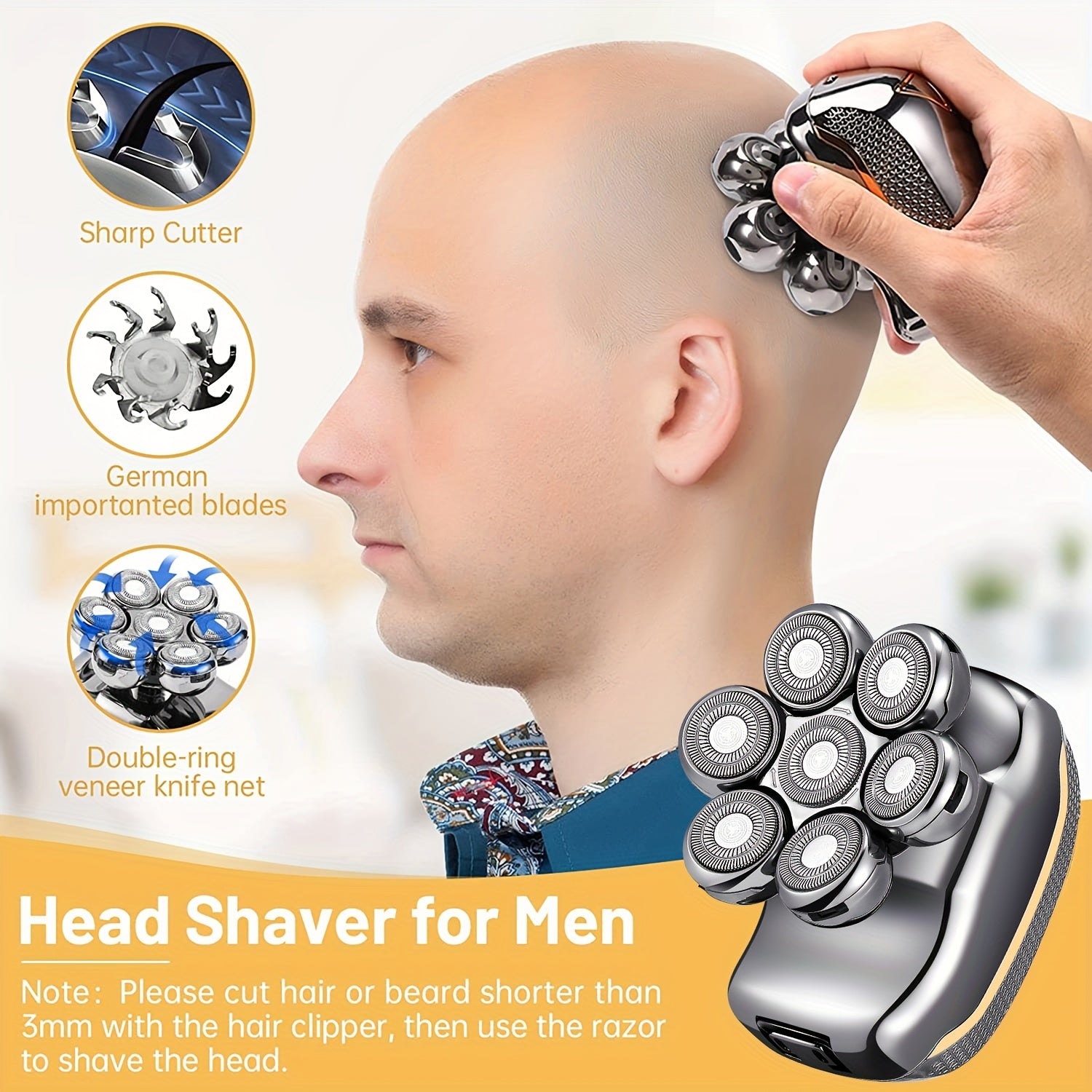 Men's Electronic Head Shaver Razor- Rechargeable