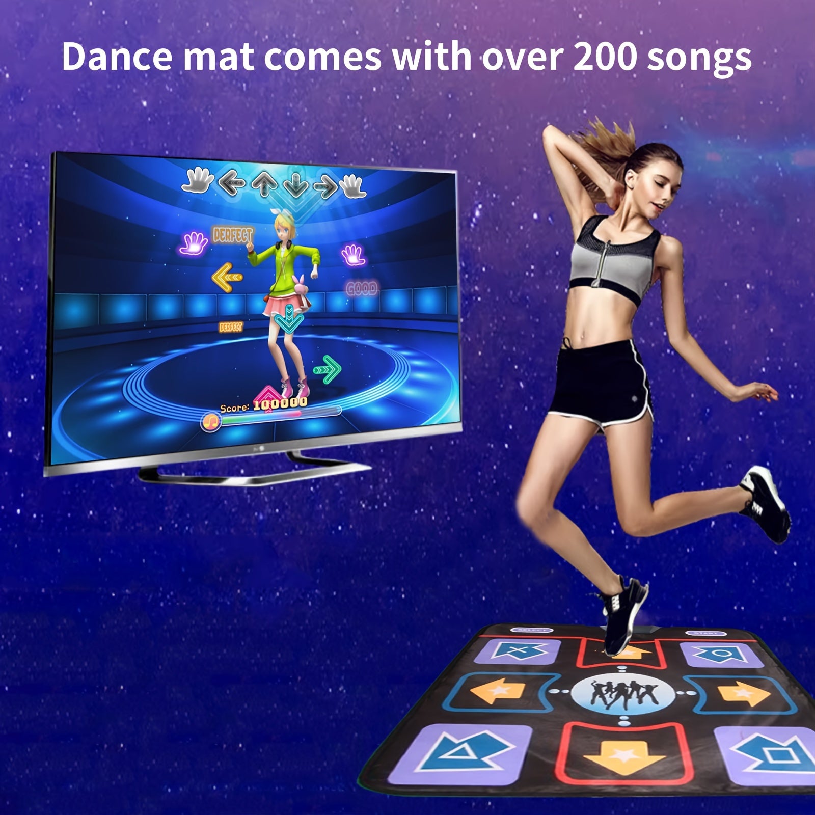 Experience interactive and fun workouts with this electric HD TV dance mat. With 20+ games, 200+ songs, and fitness features, this dancing step pad provides a fun way to keep fit and entertained at home.