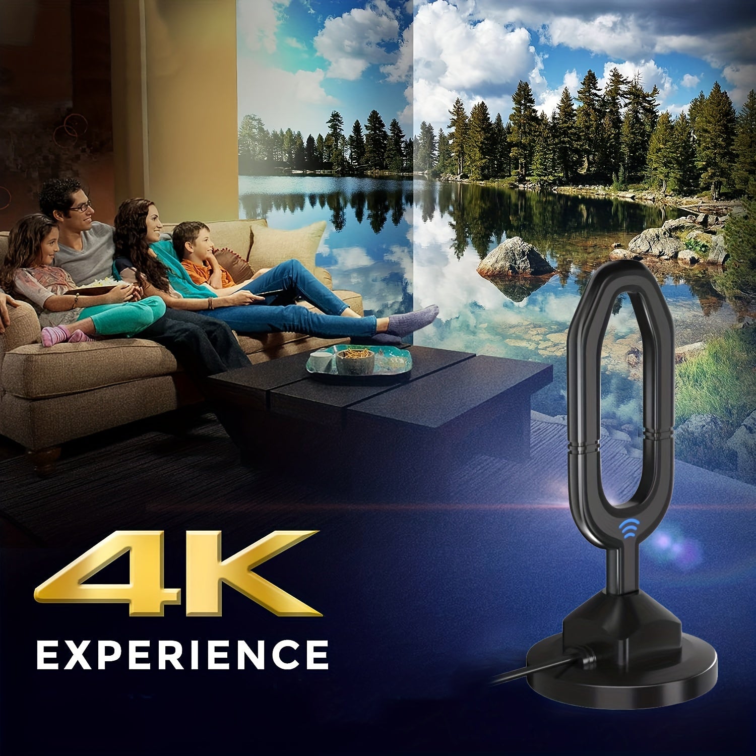 TV Antenna Pro 360° Reception 4K 1080P Compatible.