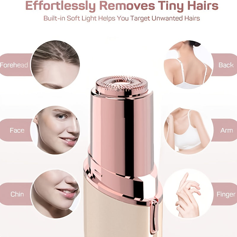 Conduroma Women's Painless Facial Hair Remover - Cordless, AA Battery-Powered (Not Included), with Elegant Metallic Finish - for Face, Upper Lip, Chin, Bikini Line - Travel-Friendly Grooming Tool, Sleek Design, Smooth Finish
