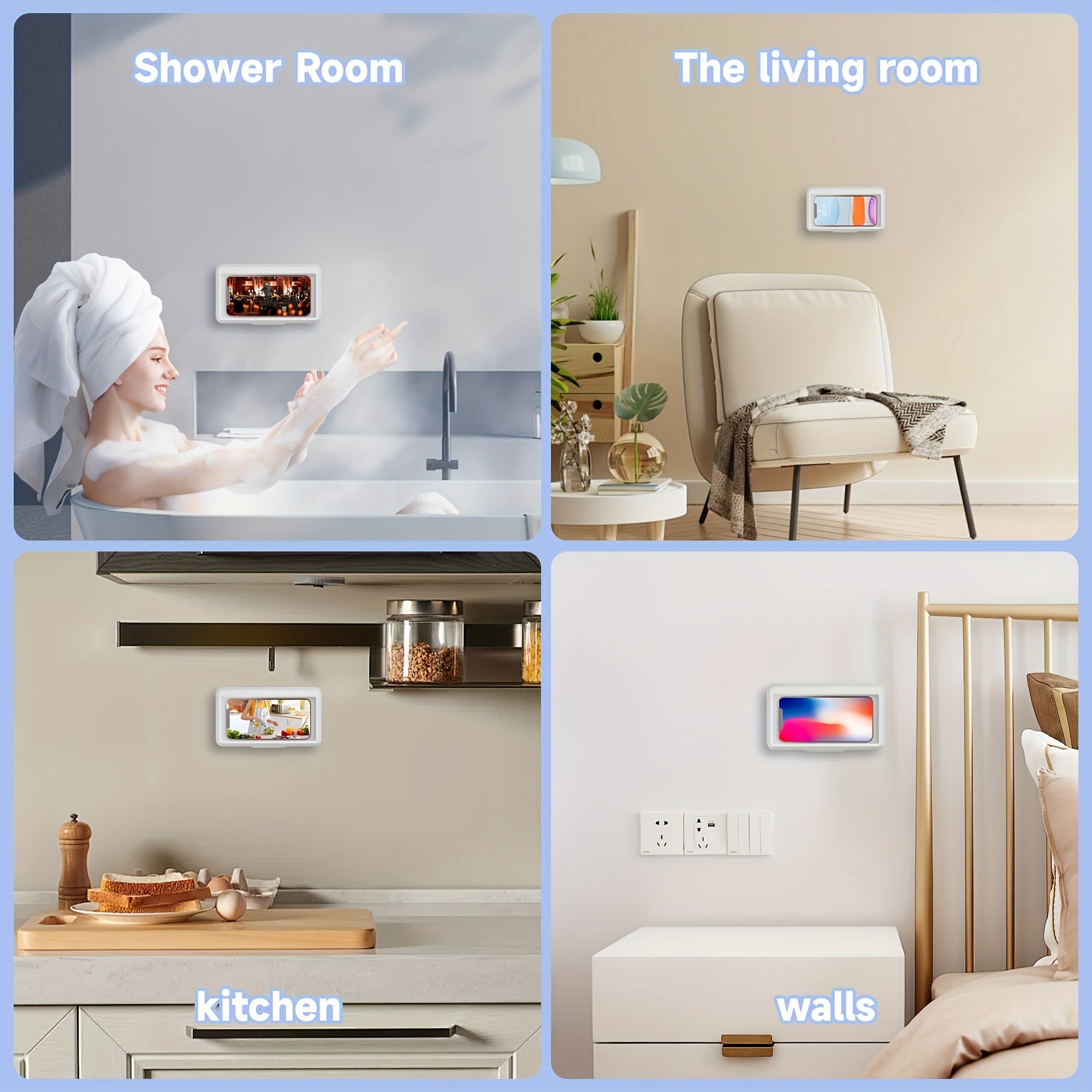 Keep your phone safe and handy with this 1pc shower phone holder—featuring 360° rotation, anti-fog high-sensitivity cover, and universal mount. Perfect for your bathroom, tub, kitchen, or wall!