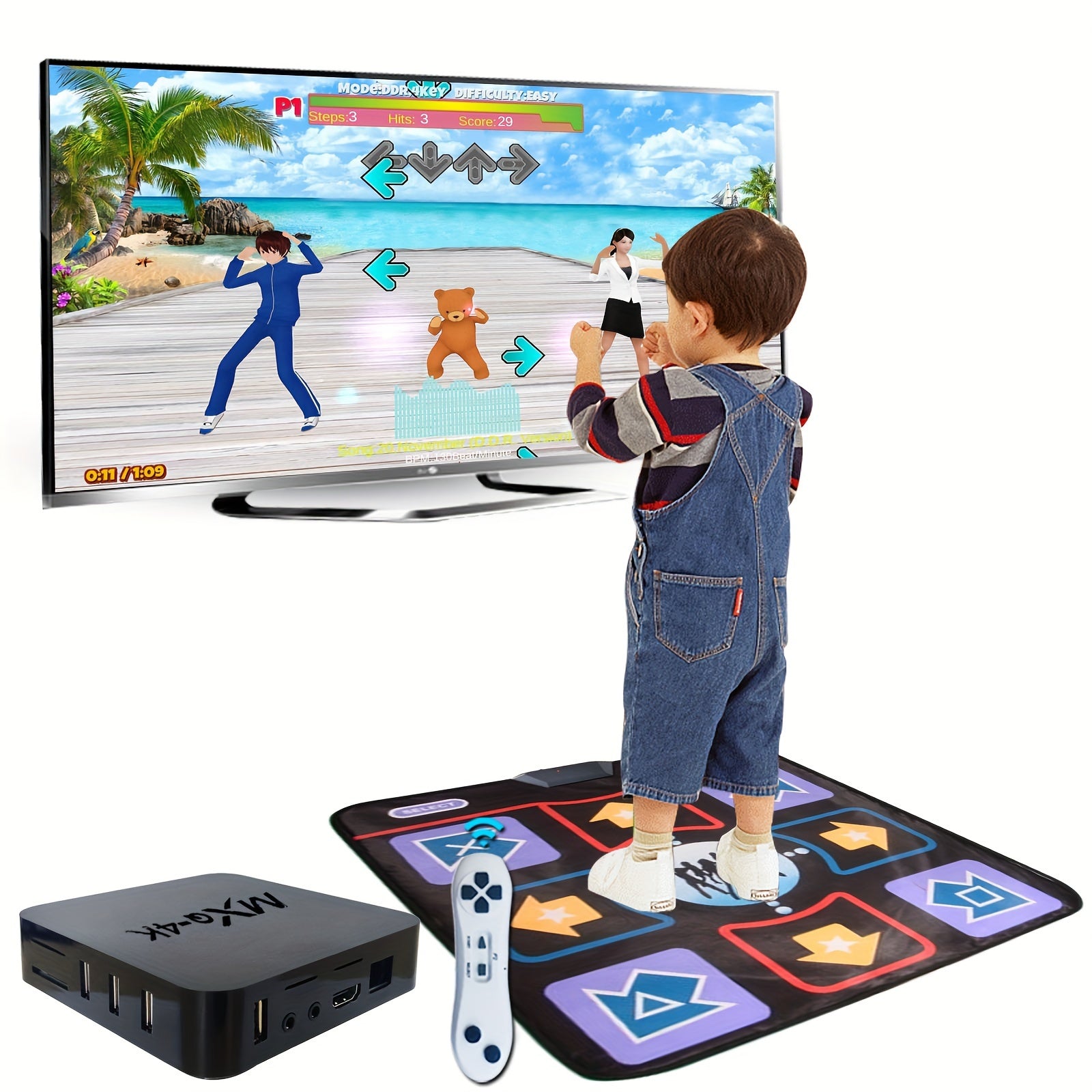 Experience interactive and fun workouts with this electric HD TV dance mat. With 20+ games, 200+ songs, and fitness features, this dancing step pad provides a fun way to keep fit and entertained at home.