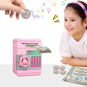 Teach kids about saving with this fun electronic piggy bank—acts like an ATM, storing cash and coins securely while making saving money exciting!