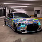 Glossy Plating Silvery Holographic Laser Chrome Vinyl Car Wrap Foil Adhesive Sticker Decal with Air Release