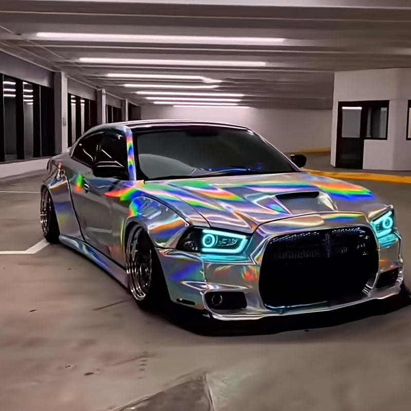 Glossy Plating Silvery Holographic Laser Chrome Vinyl Car Wrap Foil Adhesive Sticker Decal with Air Release