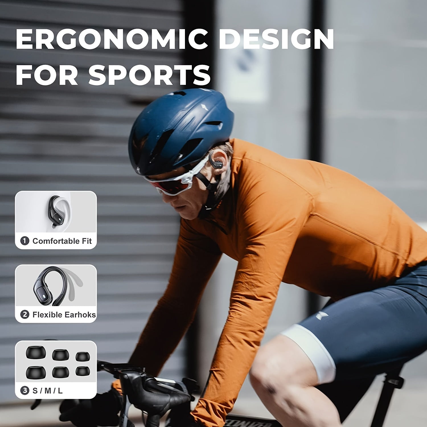 LIFEBEE New Wireless Earphones, Wireless Earbuds for Running Sports, Stereo Audio LED Display, ENC Noise Cancelling Headset Built-in Mic Over-Ear Headphones Earphones with Earhooks