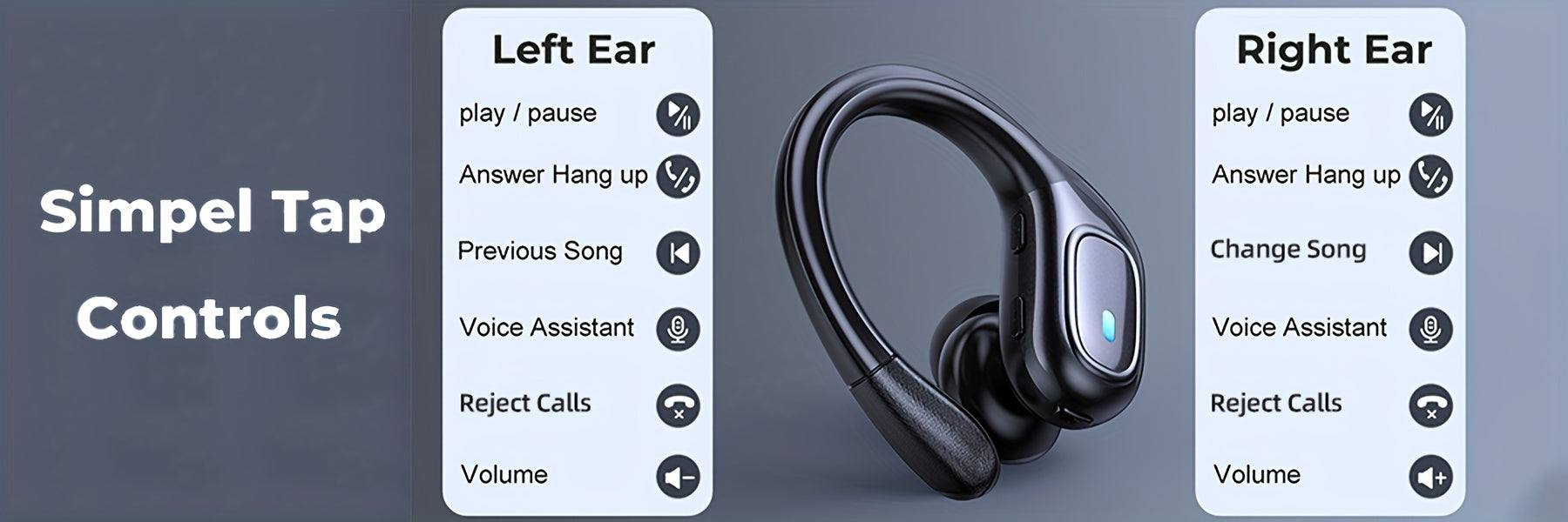 LIFEBEE New Wireless Earphones, Wireless Earbuds for Running Sports, Stereo Audio LED Display, ENC Noise Cancelling Headset Built-in Mic Over-Ear Headphones Earphones with Earhooks