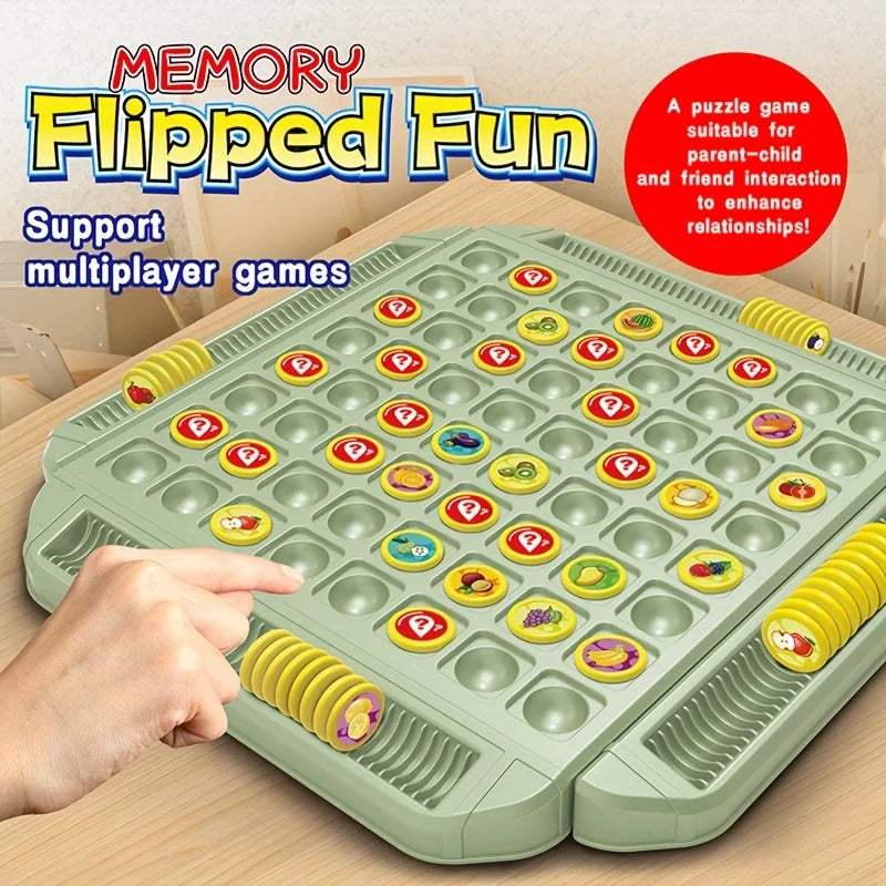 4 Player Interactive Memory Matching Board Game - Colorful Fruit & Animal Sliding Puzzle for Family Fun,Ideal for Kids