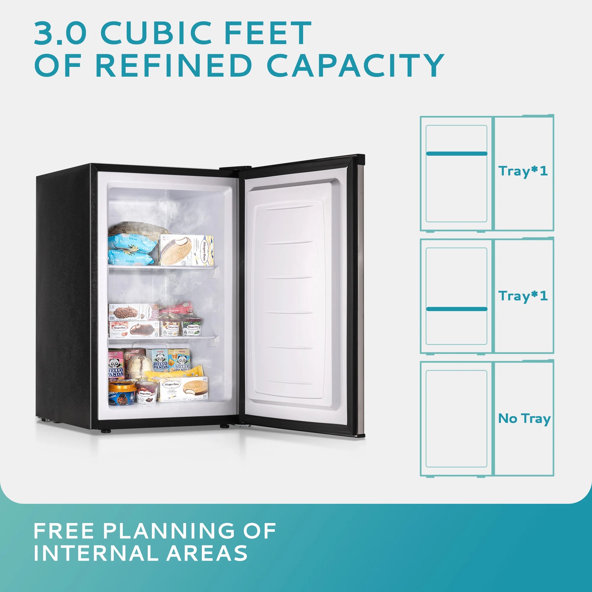 SIMZLIFE Upright freezer 3.0Cubic Feet Single Door Compact Mini Freezer with Reversible Door Small freezer for Home Dorms Office
