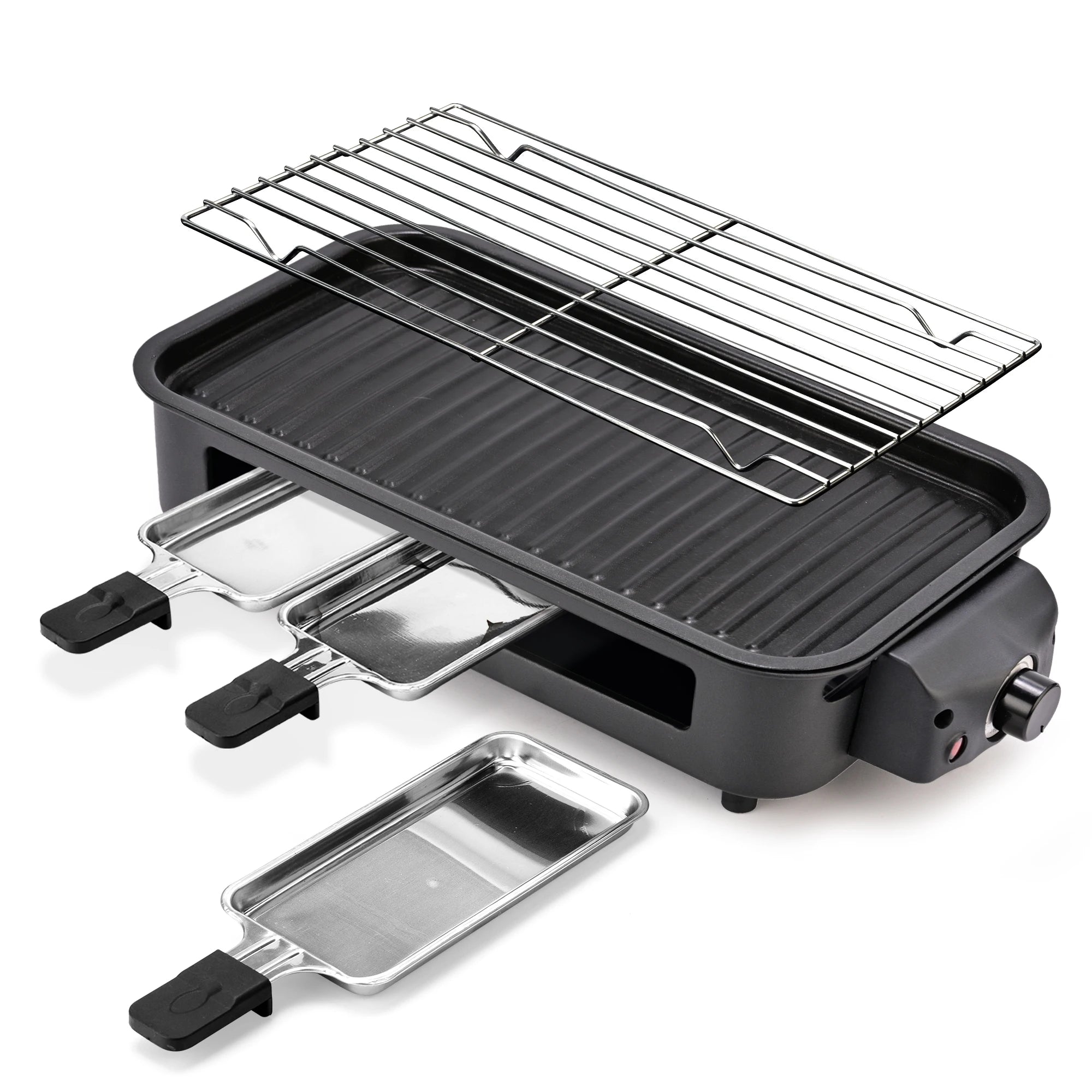 Electric Grill, Smokeless Electric Grill, Non-stick Coating, Removable Griddle/Grill Rack/Tray, Suitable for family and Hall of Residence Parties and Barbecues