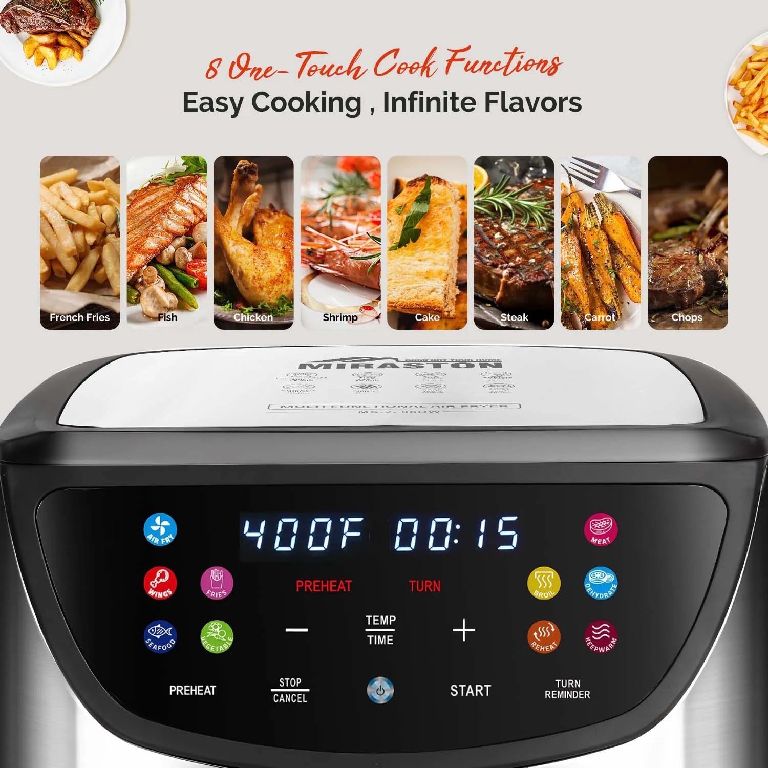 8.5QT Air Fryer, View Window, Multifunctional Large Family Size Capacity for 4-8 People, 10in1 Smart Digital Presets Air Frying