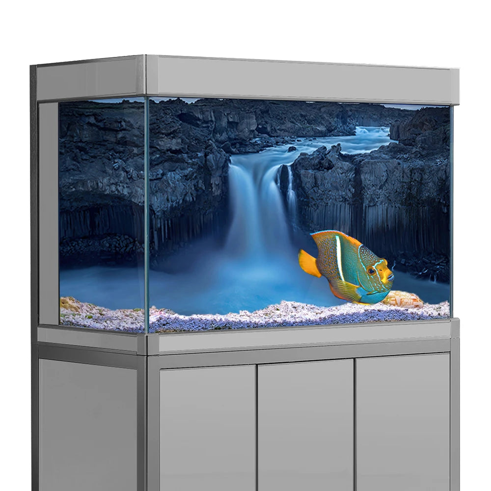 Fish Tank  Aquarium Background Sticker, Waterfall in Cloudy Scenery 3D HD Printing Wallpaper Backdrop Decor PVC Poster