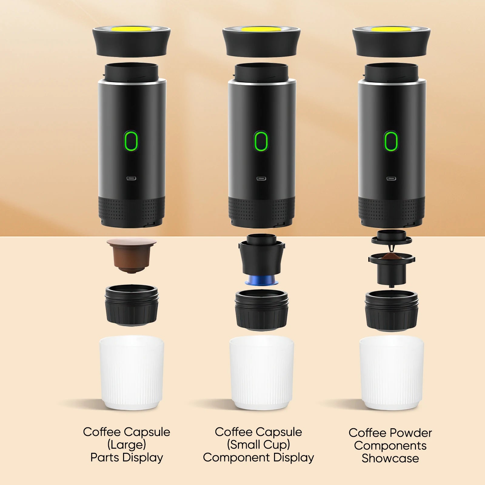 3-in-1 Wireless Electric Portable Espresso Coffee Machine for Car & Home Camping Coffee Maker Capsule Powder Travel Coffee Maker