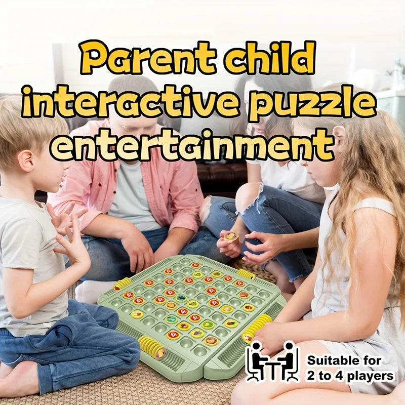 4 Player Interactive Memory Matching Board Game - Colorful Fruit & Animal Sliding Puzzle for Family Fun,Ideal for Kids