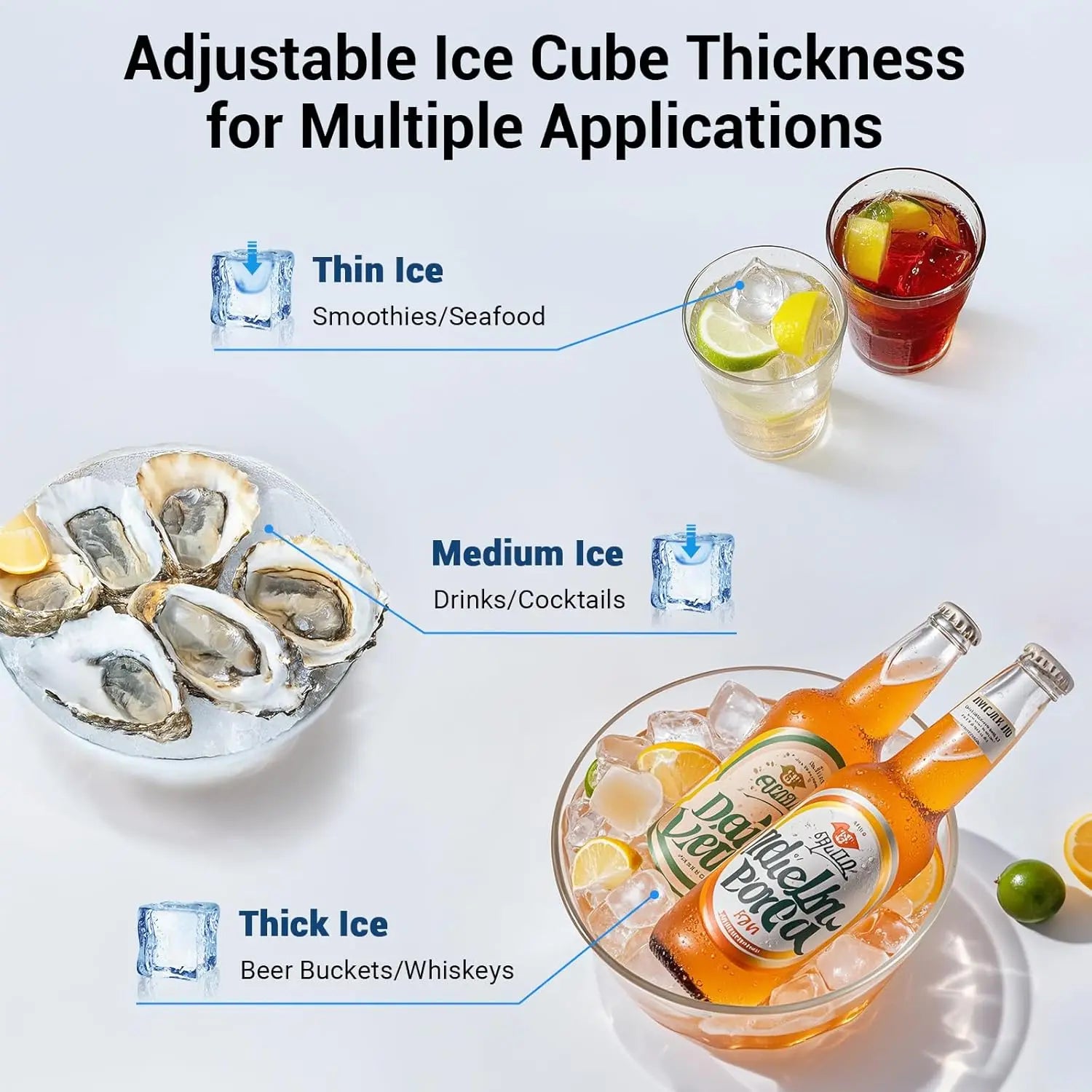 Commercial Ice Maker Machine, Stainless Steel Under Counter ice Machine with 35lbs Ice Storage Capacity, Bar Ice Maker Machine