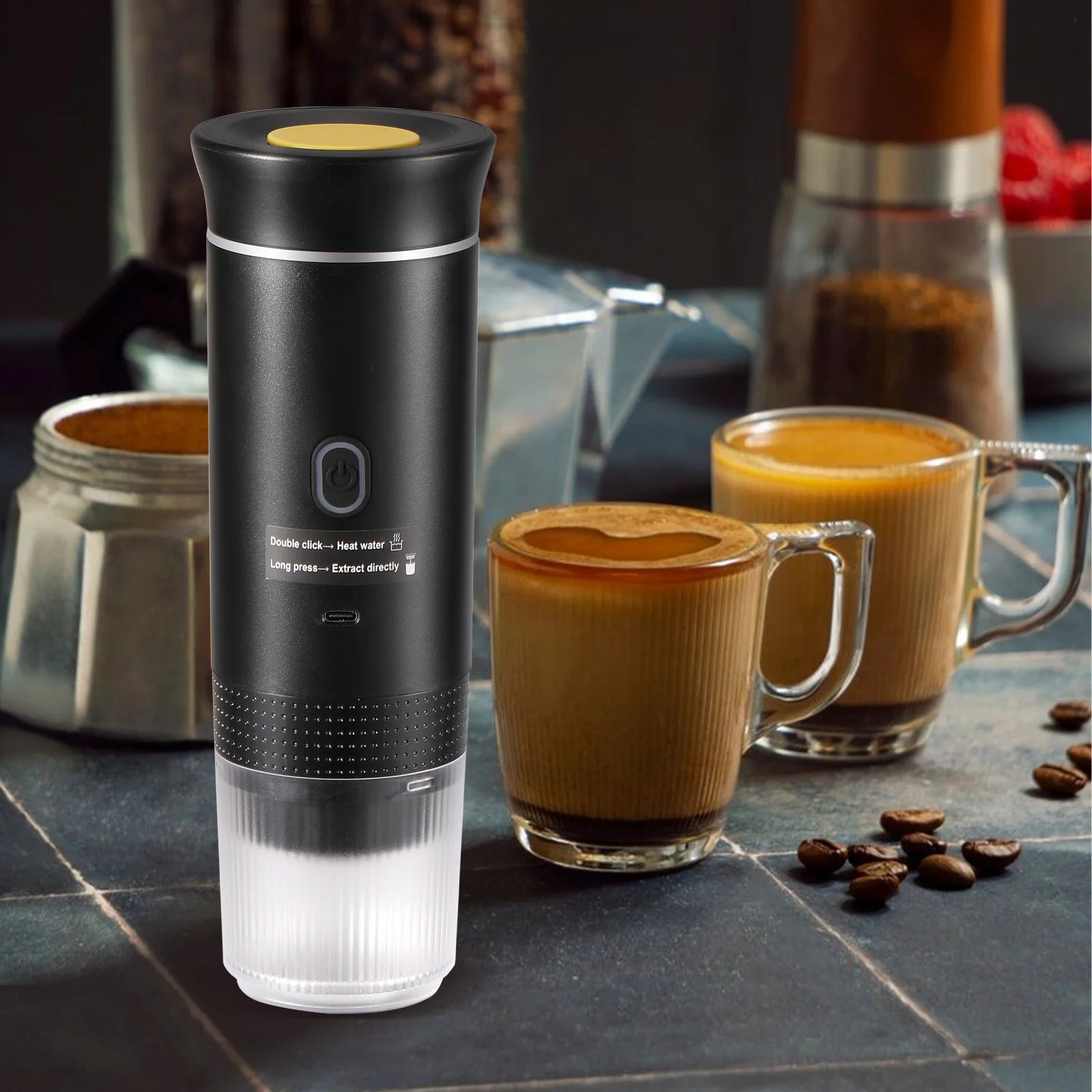 3-in-1 Wireless Electric Portable Espresso Coffee Machine for Car & Home Camping Coffee Maker Capsule Powder Travel Coffee Maker