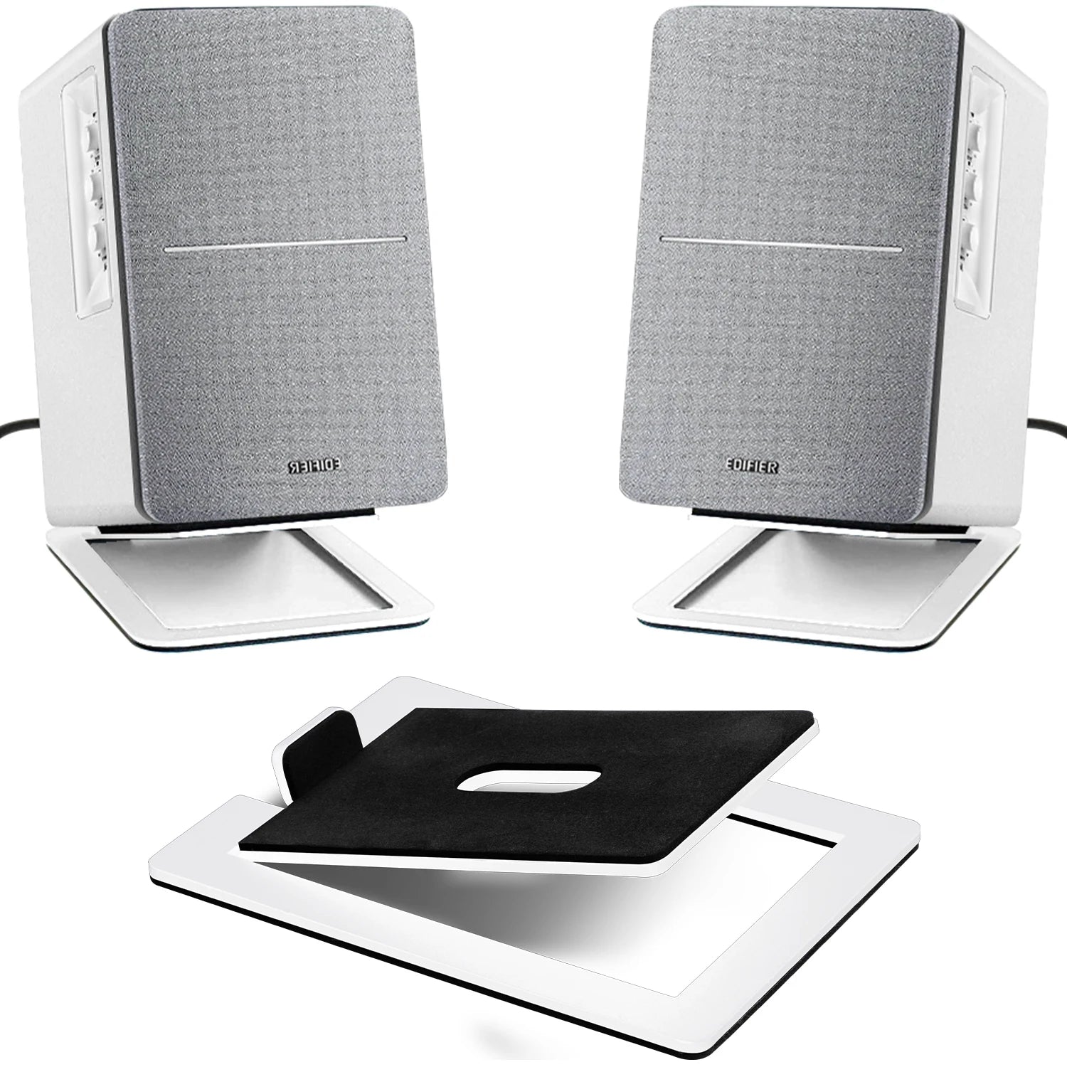 Speaker Base Bracket Enhance Spatial Sound Effects and Shock Absorption, For Computer Speakers Support and Desktop Audio Stand