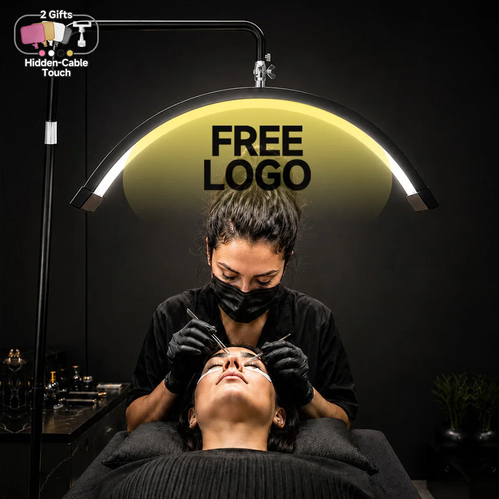 Free LOGO Rotatable Lashes Lamps Half Moon Light Led Moon Lamp Photography Fill Light for Lashes Extension Beauty Floor Lamps