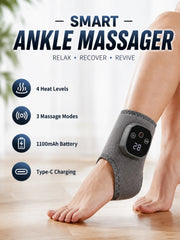 Portable Heated Ankle Massager Foot Brace Wrap, Cordless Vibration Warmer Support for Wrist Ankle Home Travel Use