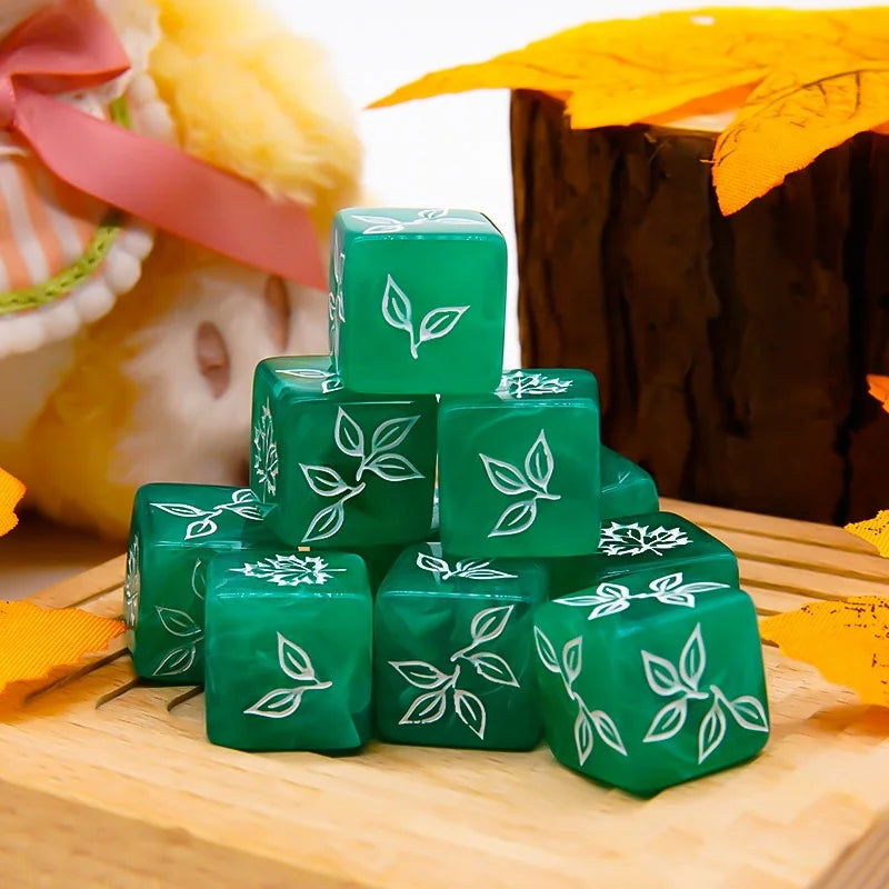 10PCS Unique Maple Leaf Dice Set | Board Game Dice for Family Party, Halloween Christmas Festival, Couple & Collection Gift