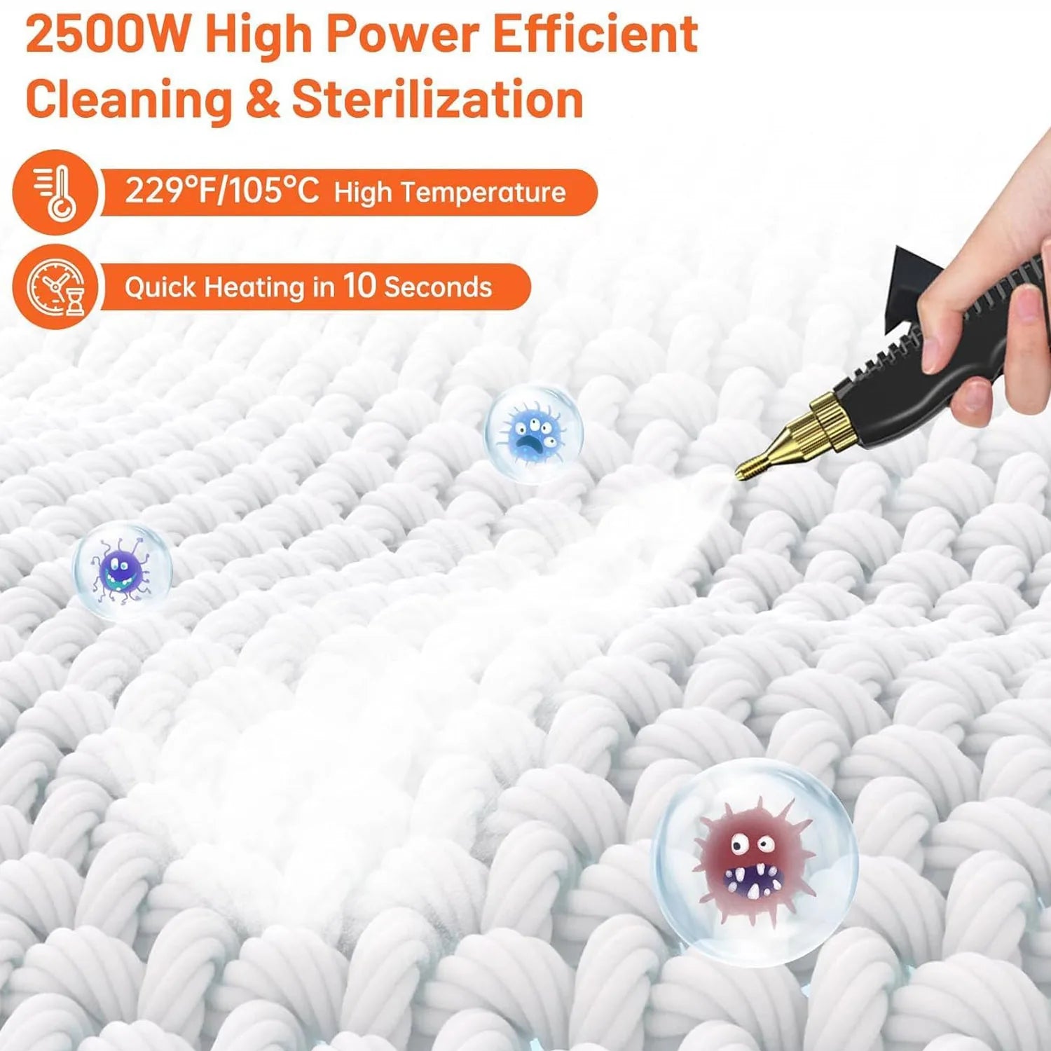 3800W High Pressure Steam Cleaner, Portable Household & Car Steam Cleaning Machine with Handheld Spray Gun, High Temperature Multipurpose Cleaner for Kitchen, Bathroom, Upholstery, Tile, Grout & Auto Detailing