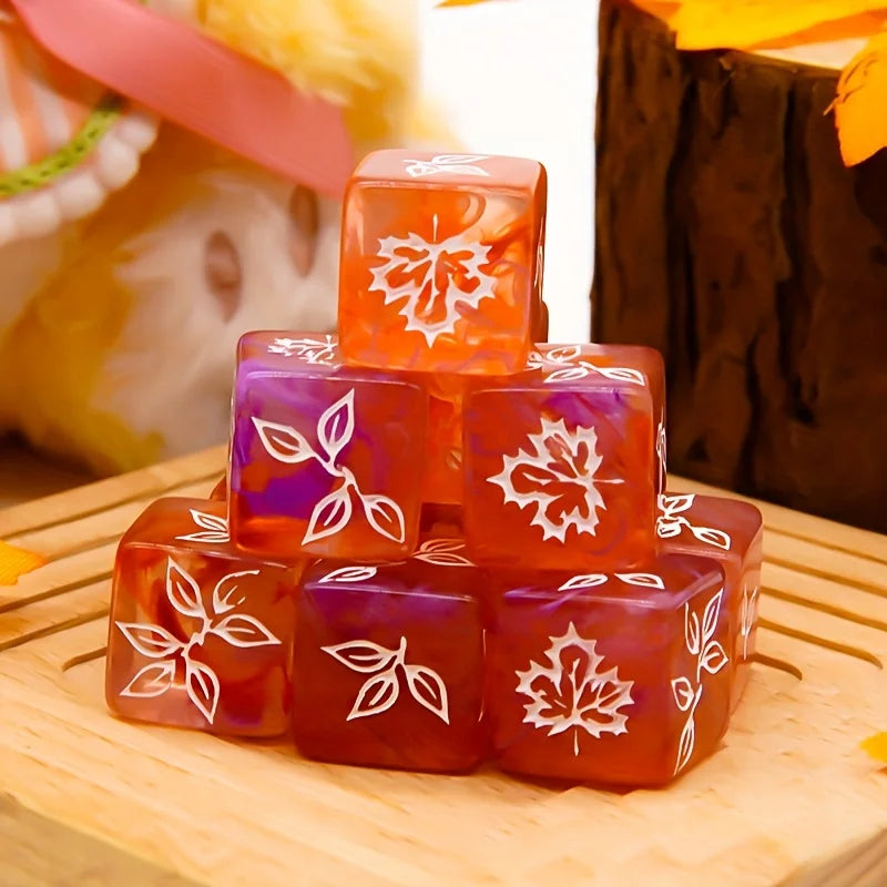 10PCS Unique Maple Leaf Dice Set | Board Game Dice for Family Party, Halloween Christmas Festival, Couple & Collection Gift