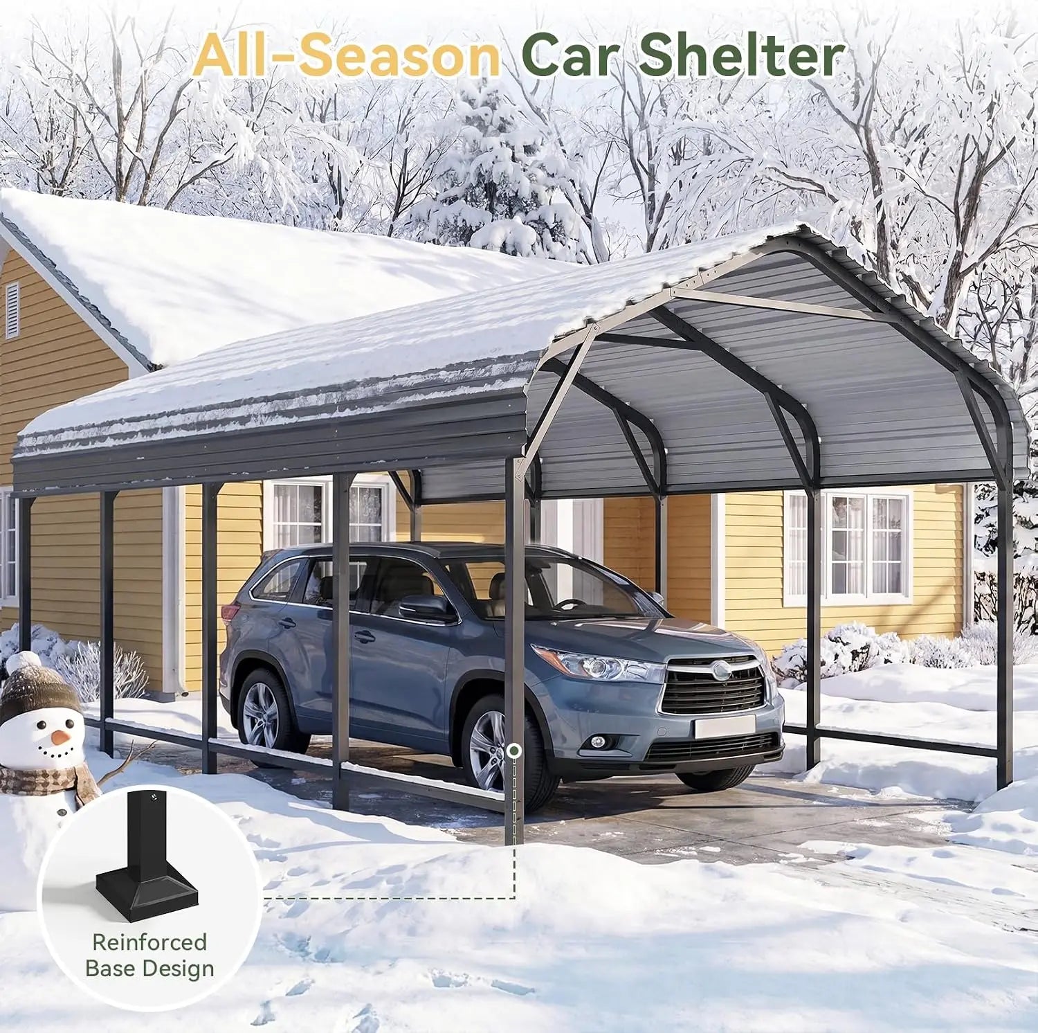 Aoxun 12x20 Metal Carport Heavy Duty Car Garage With Galvanized Roof Reinforced Frame Car Tent Garage Shelter For Car Pickup Truck Boat