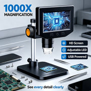 1000X Zoom 4.3" LCD Digital Microscope 1080P HD Video with 8 LED Lights Portable USB Microscope for Soldering PCB Coin Repair Wholesale