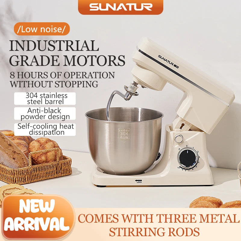 SUNATUR 5.5L New Planetary Stand Mixer Chef Machine Household Automatic Dough Kneading Home Appliance Professional 220V
