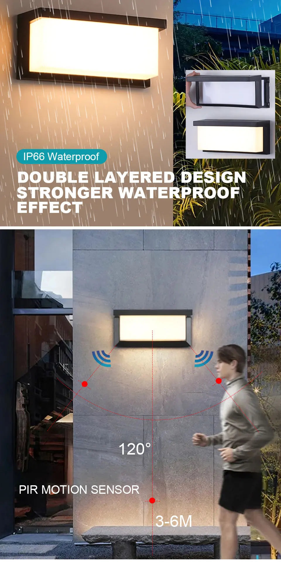 LED Outdoor Wall Light Waterproof outdoor led light Radar Motion Sensor outdoor lamp for Balcony garden lights outdoor lighting