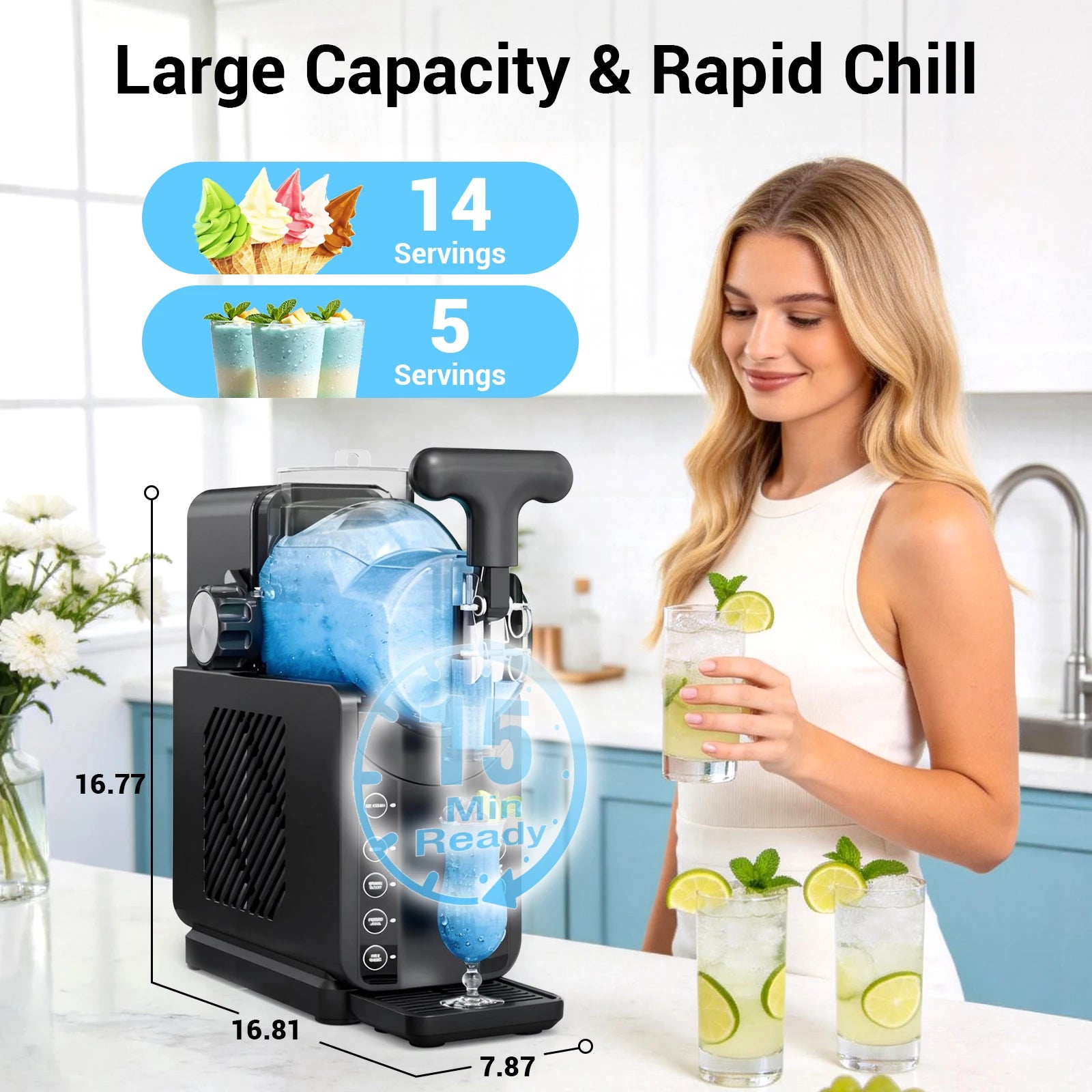 2-in-1 Slushie Machines & Soft Serve Ice Cream Maker, 68oz Vessel No-Ice-Needed  Slushy Maker Machine Frozen Drink Machine