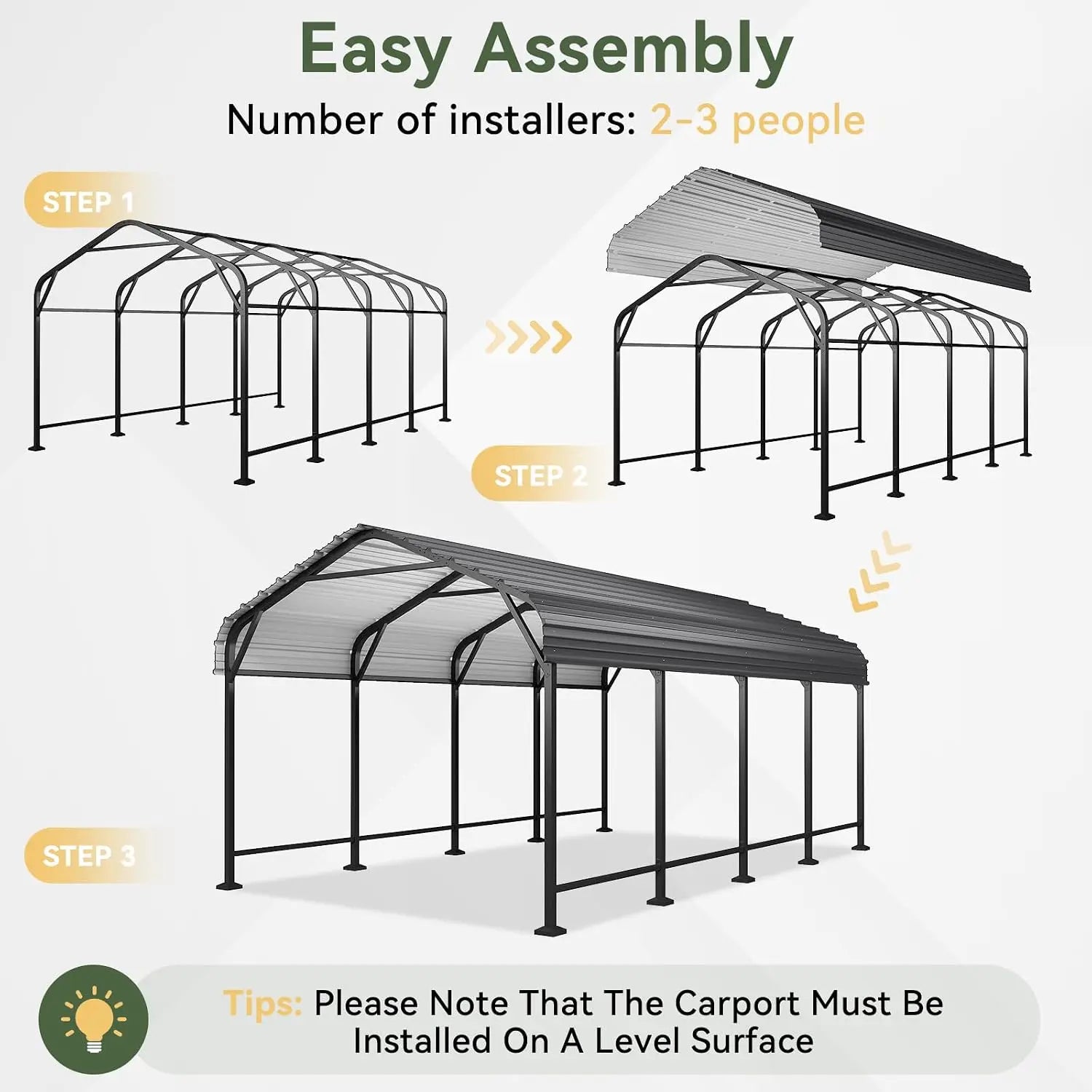 Aoxun 12x20 Metal Carport Heavy Duty Car Garage With Galvanized Roof Reinforced Frame Car Tent Garage Shelter For Car Pickup Truck Boat