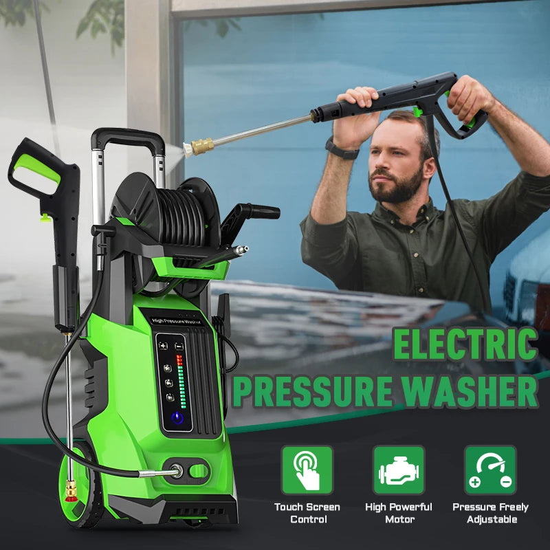 Washer with Smart Control and 15 Levels of Adjustment, 4500 PSI 3.2 GPM Home Use Electric Power Washer, Removable Foam Sprayer, Multiple Spray Nozzles and Anti-Slip Stable Base for fence,outdoor,driveway,home,car wash,siding,