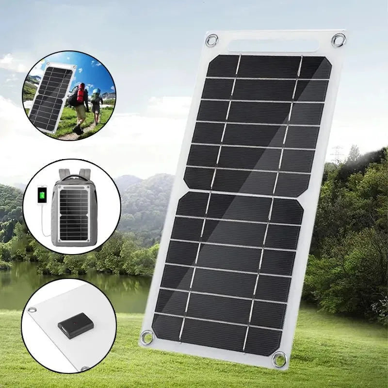 Stay powered on your outdoor adventures with this portable solar panel featuring USB output—perfect for hiking, camping, and charging your mobile phone on the go!